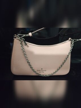 kate spade Light Pink Leather Shoulder Bag with Silver Chain NWOT